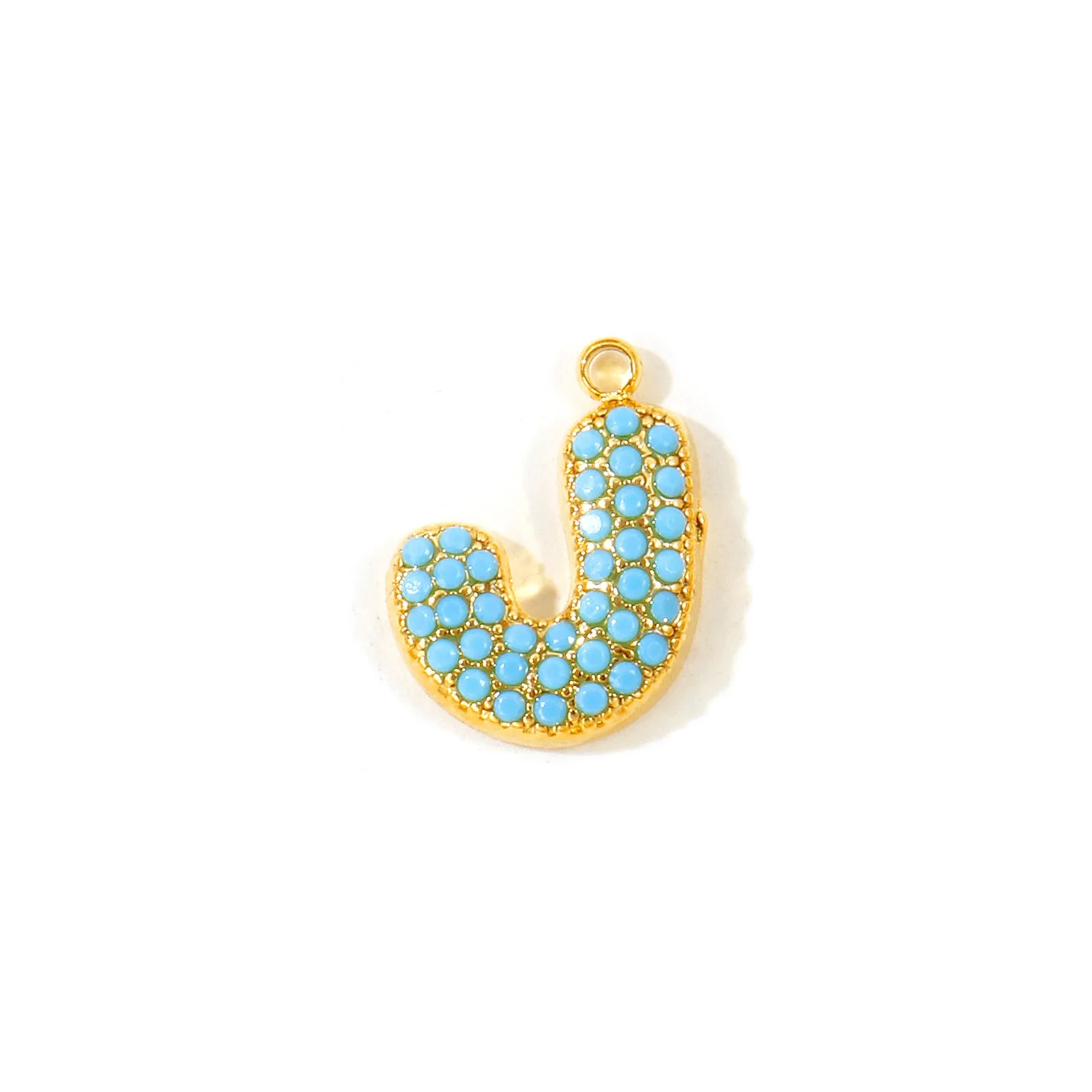 2 Stück Großbuchstaben-Anhänger "A-Z" mit Mikro-Pavé aus blauem Zirkonia, 18K vergoldet, 304 Edelstahl-Schmuckanhänger – Detail 6