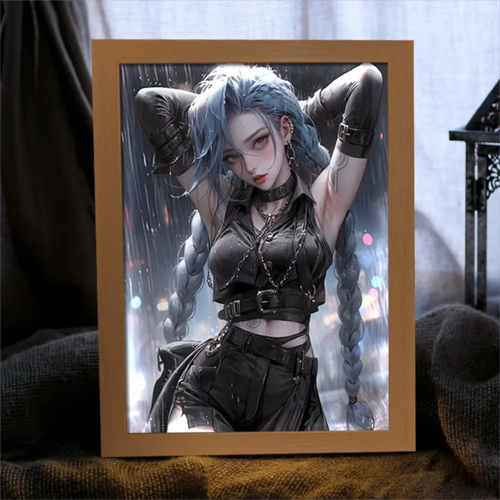 Anime Game Peripheral Cartoon Ahri Jinx High Definition Painting LED Light Picture Bedroom Atmosphere Decoration Festivals Gift