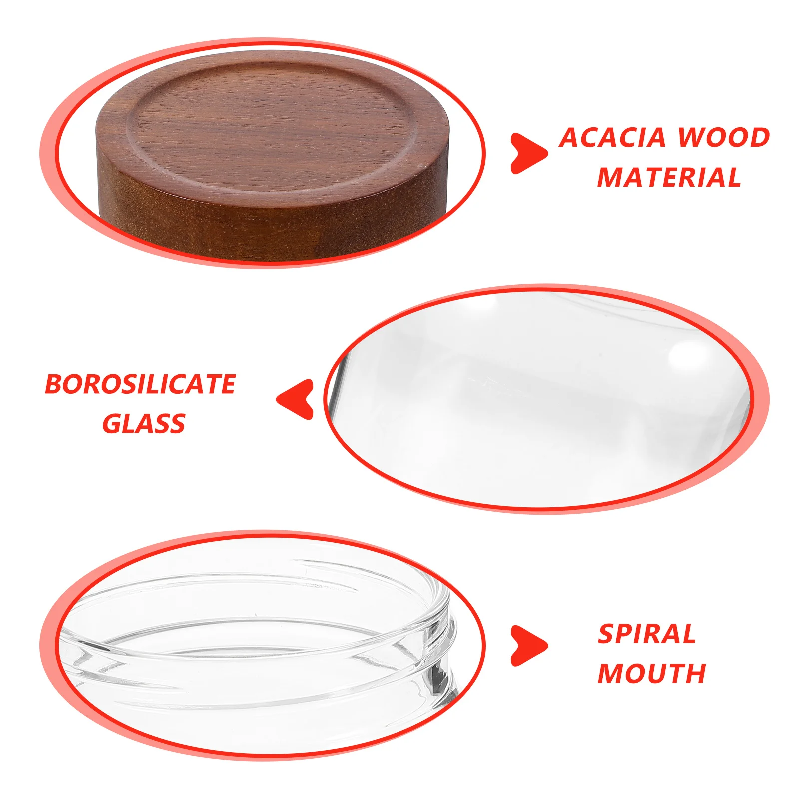 

High Borosilicate Glass Storage Jar Clear Sealed Wooden Lid Kitchen Container for Coffee Tea Flour Sugar Grain