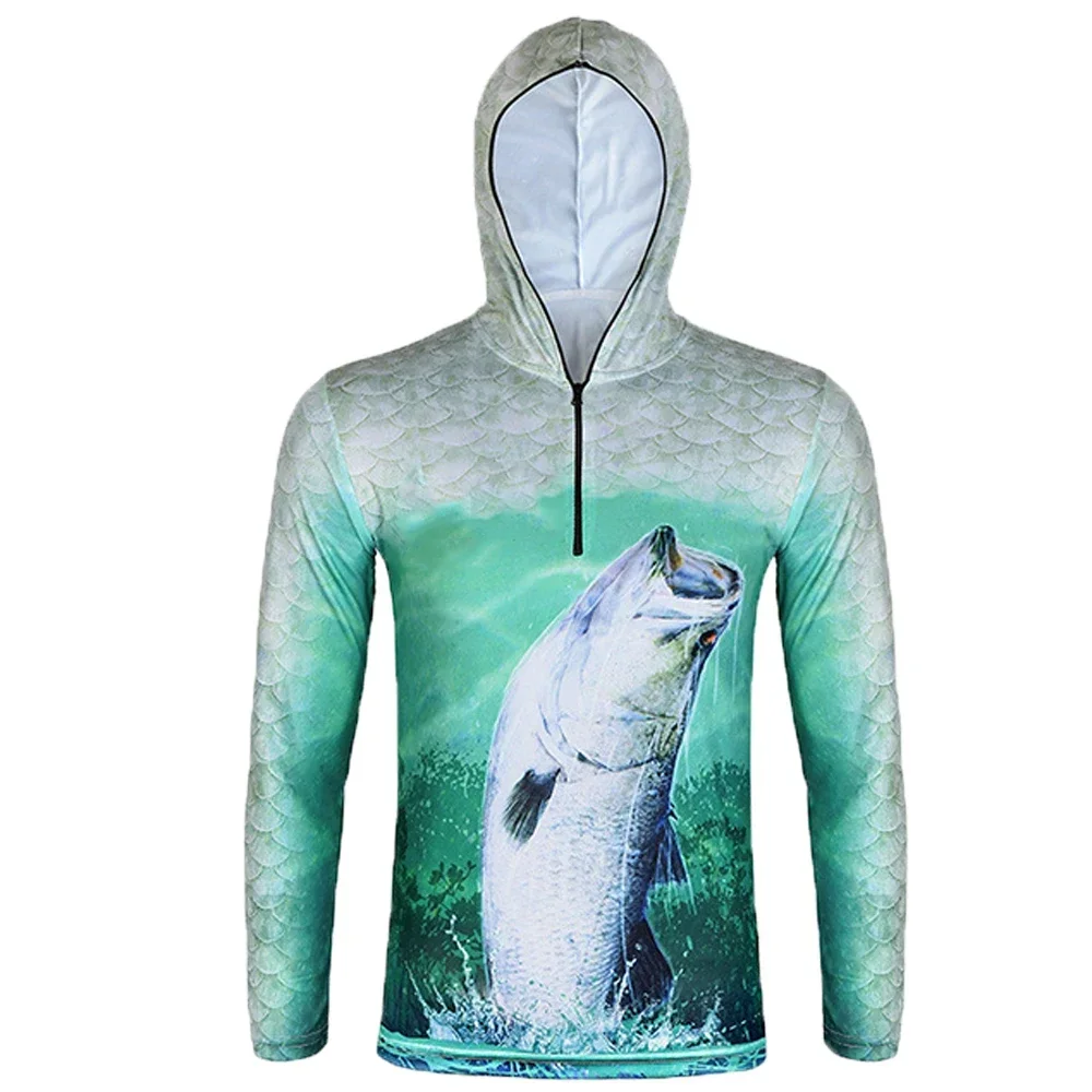 Camisa De Pesca Seca Rápida Respirável, Roupas De Proteção Solar Anti-UV, Hoodie De Impressão Profissional