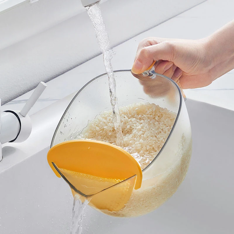 Rice Washing Cup Large Size Household with Filter Plate Does Not Drop Rice Multi-function Filter Egg Beating Cup Measuring Cup