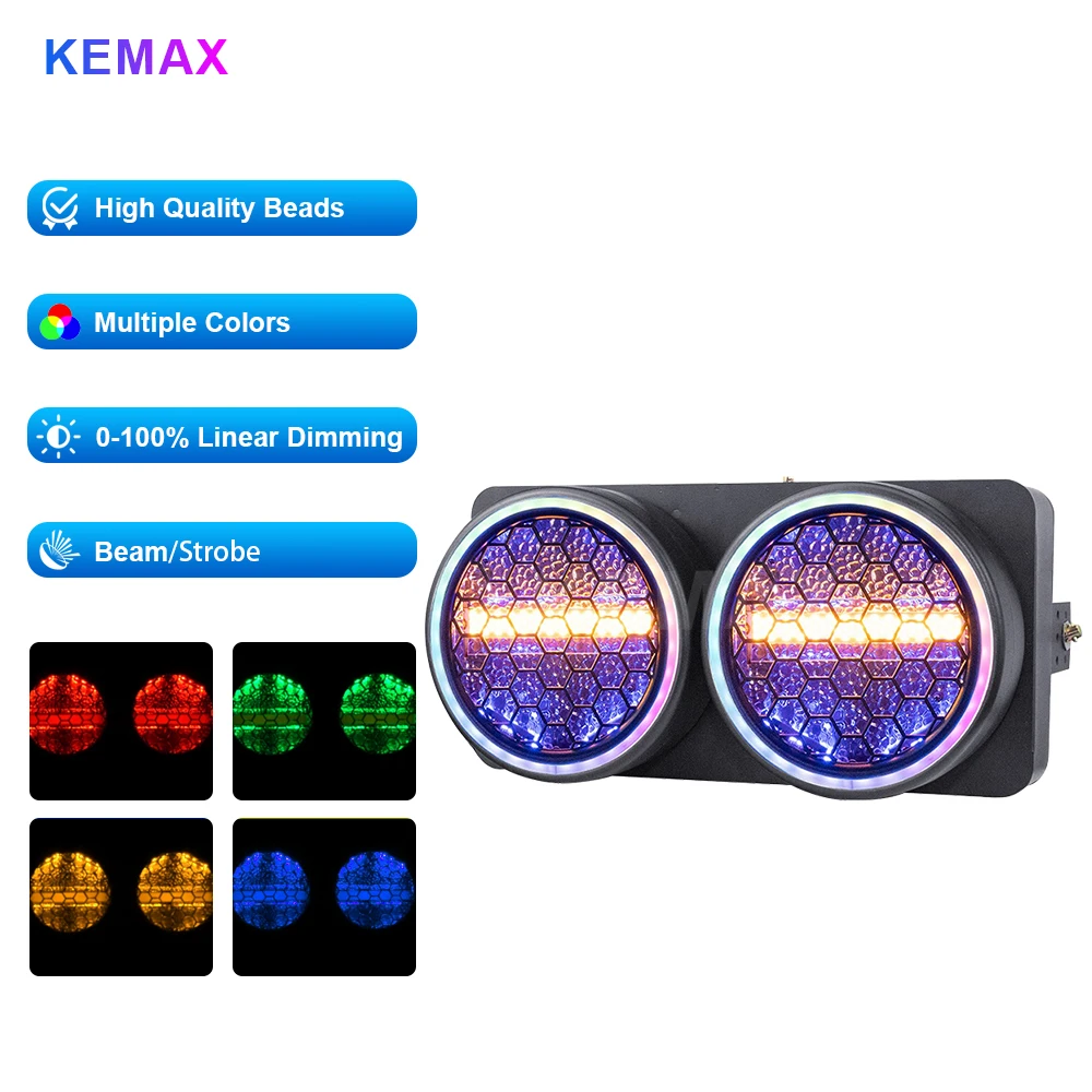 

2LED COB Blinder Lights DMX512 Audience Stage Retro Light With Ring RGBW Disco Party DJ Effect Equipment For Wedding Event