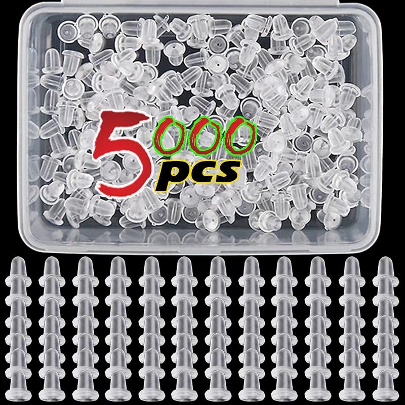 5000pcs Soft Silicone Rubber Earring Back Stoppers for Stud Earrings DIY Earring Findings Accessories Bullet Tube Ear Plugs