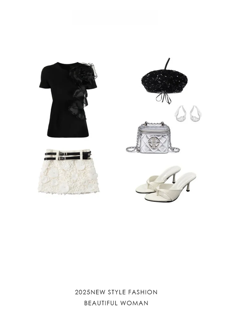 

Модный женский костюм Faionable Ele Knoinghead 2025: Новинка, комплект для повседневной носки, прямые брюки с высокой талией, летний вариант