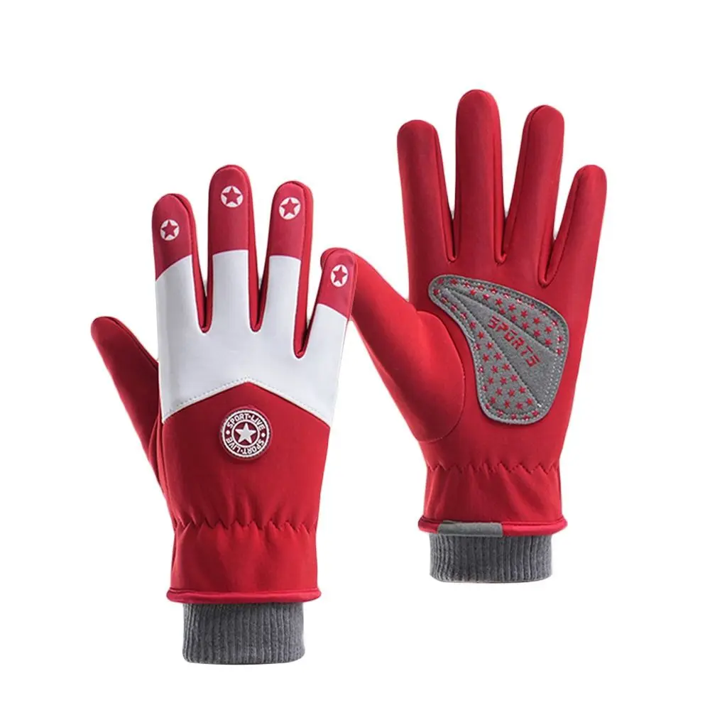 À prova de vento antiderrapante luvas de inverno dedo cheio engrossar ciclismo equitação luvas quentes mais veludo luvas de bicicleta para meninos meninas