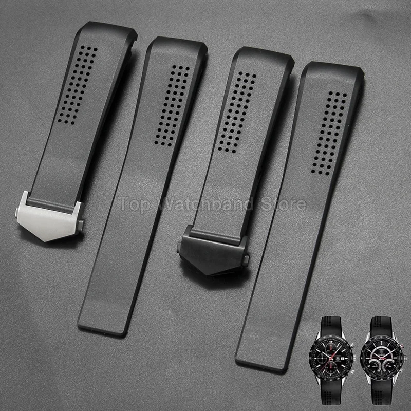Прочный браслет для часов 20-22 мм с изогнутым концом для TAG Heuer Aquaracer Carrera, гибкий, водонепроницаемый, с перфорированными вентиляционными отверстиями.