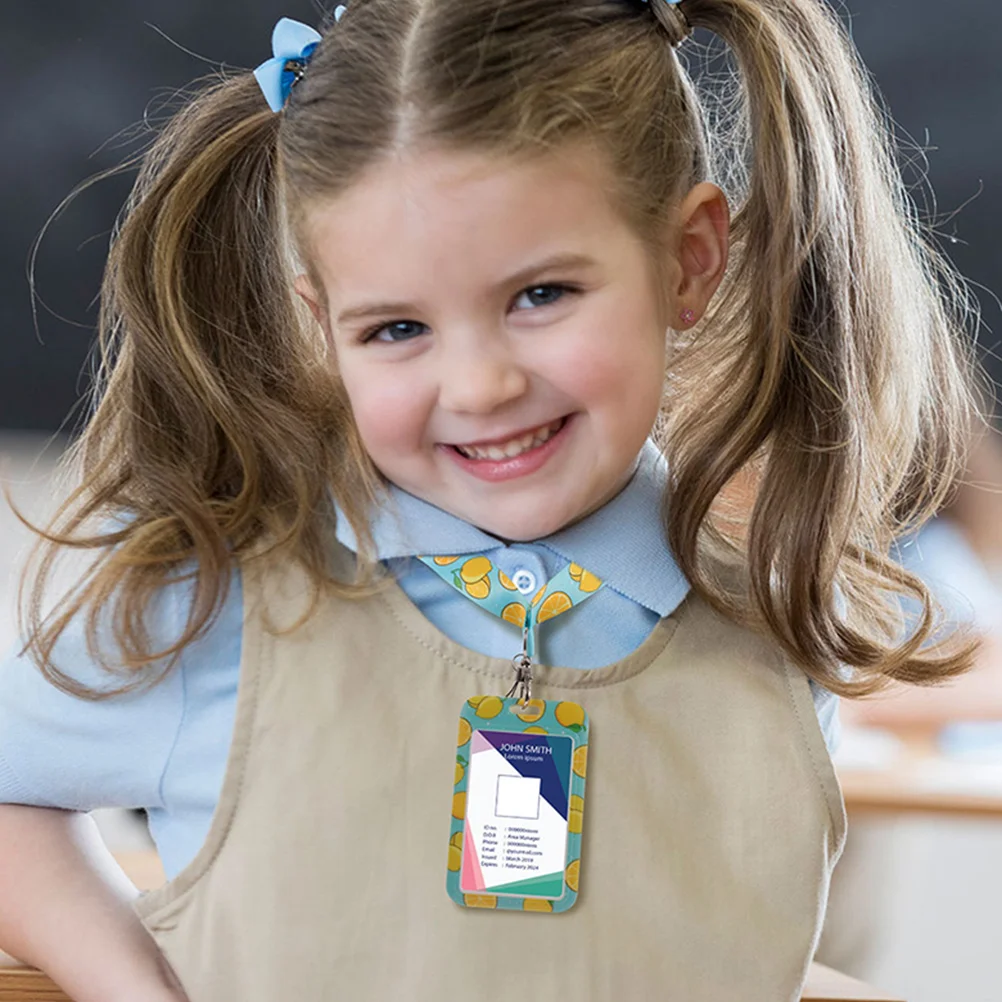 

2Pcs Badge Holder Lanyard Student Cards Sleeve ID Badges School Keeper Name Tag Cover Teacher Protective Card Sleeve
