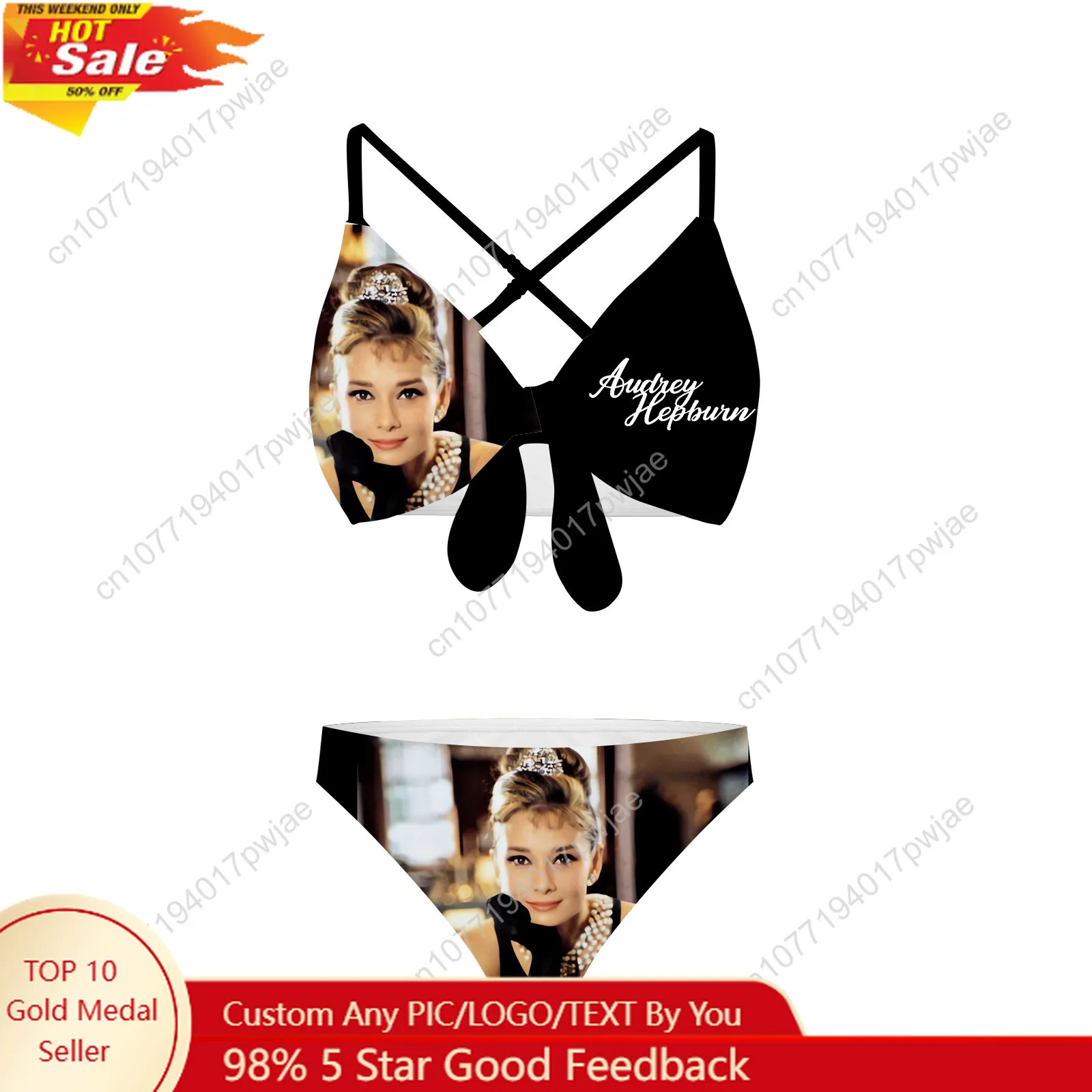 

Audrey Hepburn Bathing Suits Cross Strap Suspenders Swimsuits Womens Bikini Pool Party Beach Swimwear Customized Beachwear