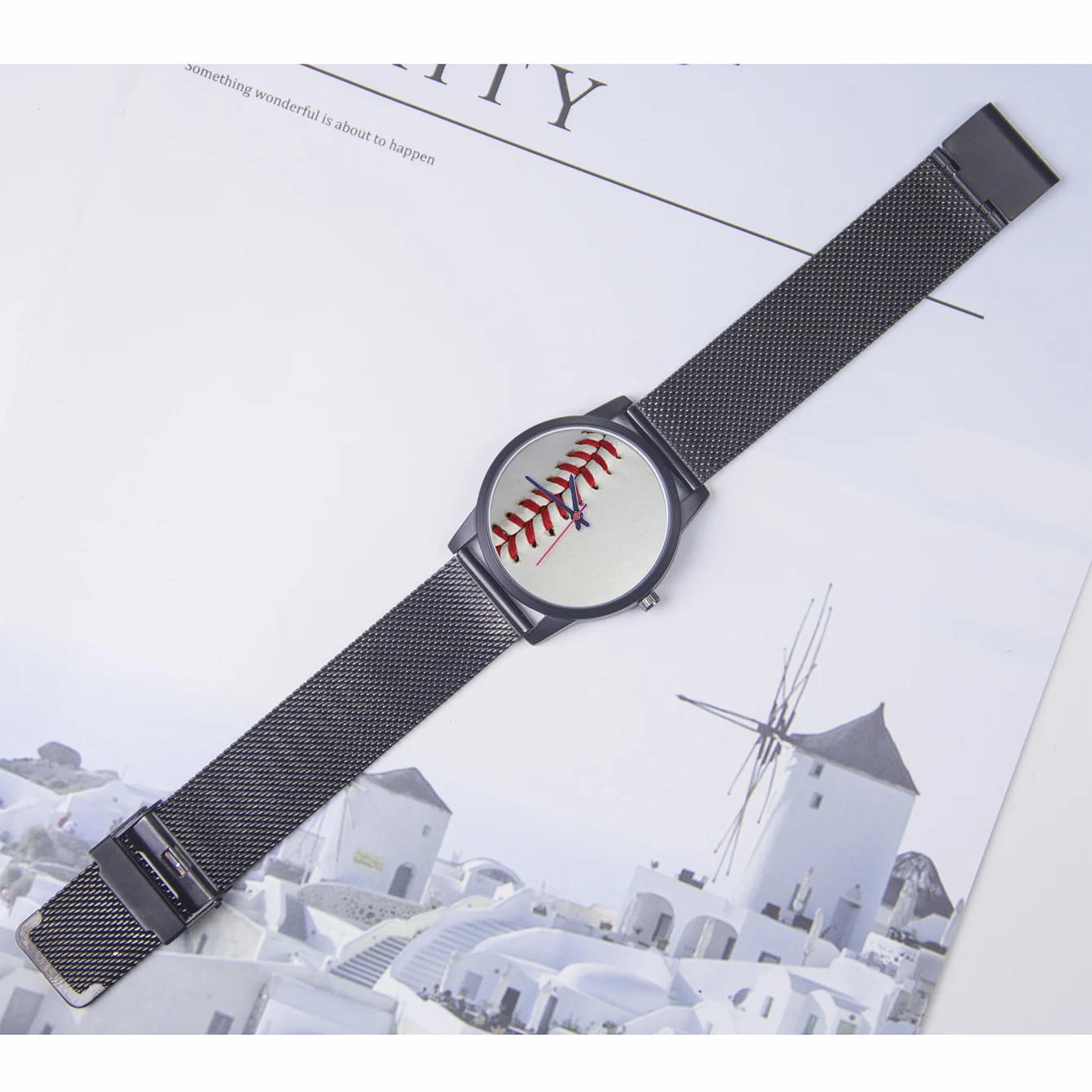 Quartz Wrist Women\'s Watch Ladys Girls Baseball Softball Design Red Line Fashion Leisure Style Gift Souvenir Ornament Festival