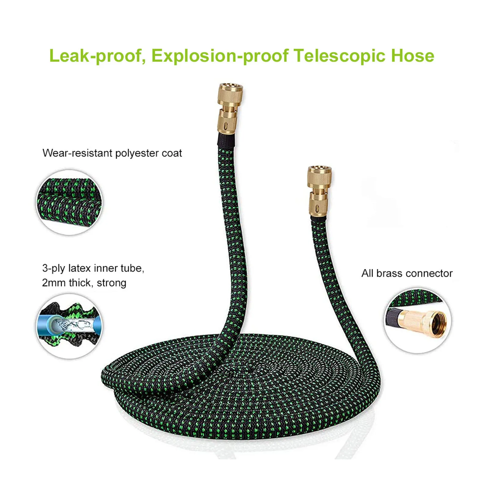 Wasserschlauch, erweiterbarer Schlauch mit Hochdruckdüse zum Waschen von Autoboden und Hof