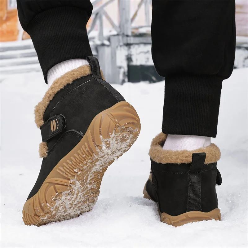 Kids Barefoot Snow Boots for Winter Boys Girls Wide Toe Box Hiking Boots Anti-Slip Minimalist Ankle Booties for Toddler/Little view 5