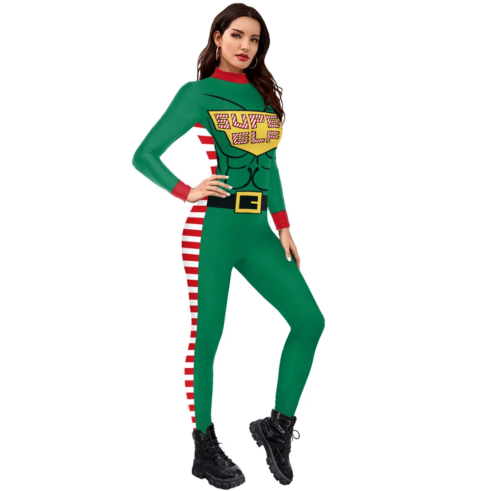 IOOTIANY Damen Herren Weihnachtsmann-Druck Cosplay-Kostüm Sexy Jumpsuit Bodysuit Erwachsenen-Karnevalsparty-Aufführungskleidung 2026 – Detail 13