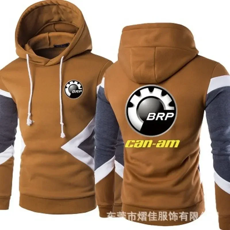 

2023 New Spring Autumn Fashion Men Pullover Sweatshirts BRP Can-Am Motors Logo Patchwork Casual Cotton Hoodies Clothing