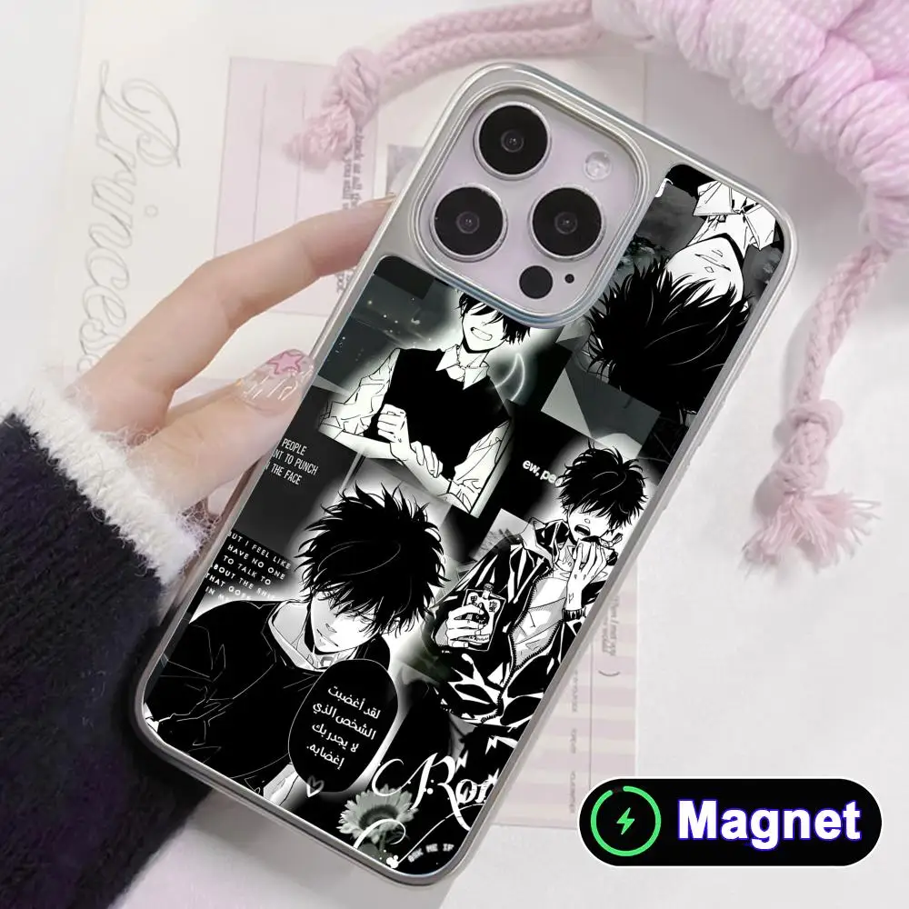 

Anime Kamonohashi Ron Phone Case for iPhone 17 16 15 14 13 12 11 Air Pro Max Plus Electroplated Silver Magnet Cover