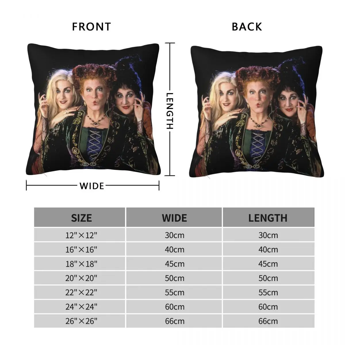 Hocus Pocus Sanderson Sister Pillowcase Polyester Linen Velvet Printed Zip Decor Pillow Case Room Cushion Cover Wholesale