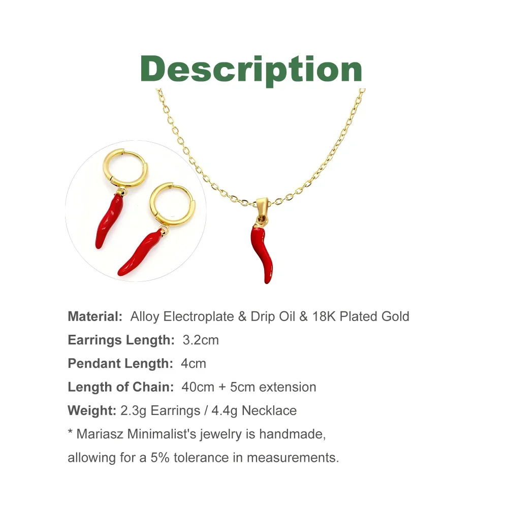 Red Chili Pepper Piercing Hoop Earrings Gold Color Drip Oil Plant Charm Cute Drop Earrings For Women Fashion Jewelry Set