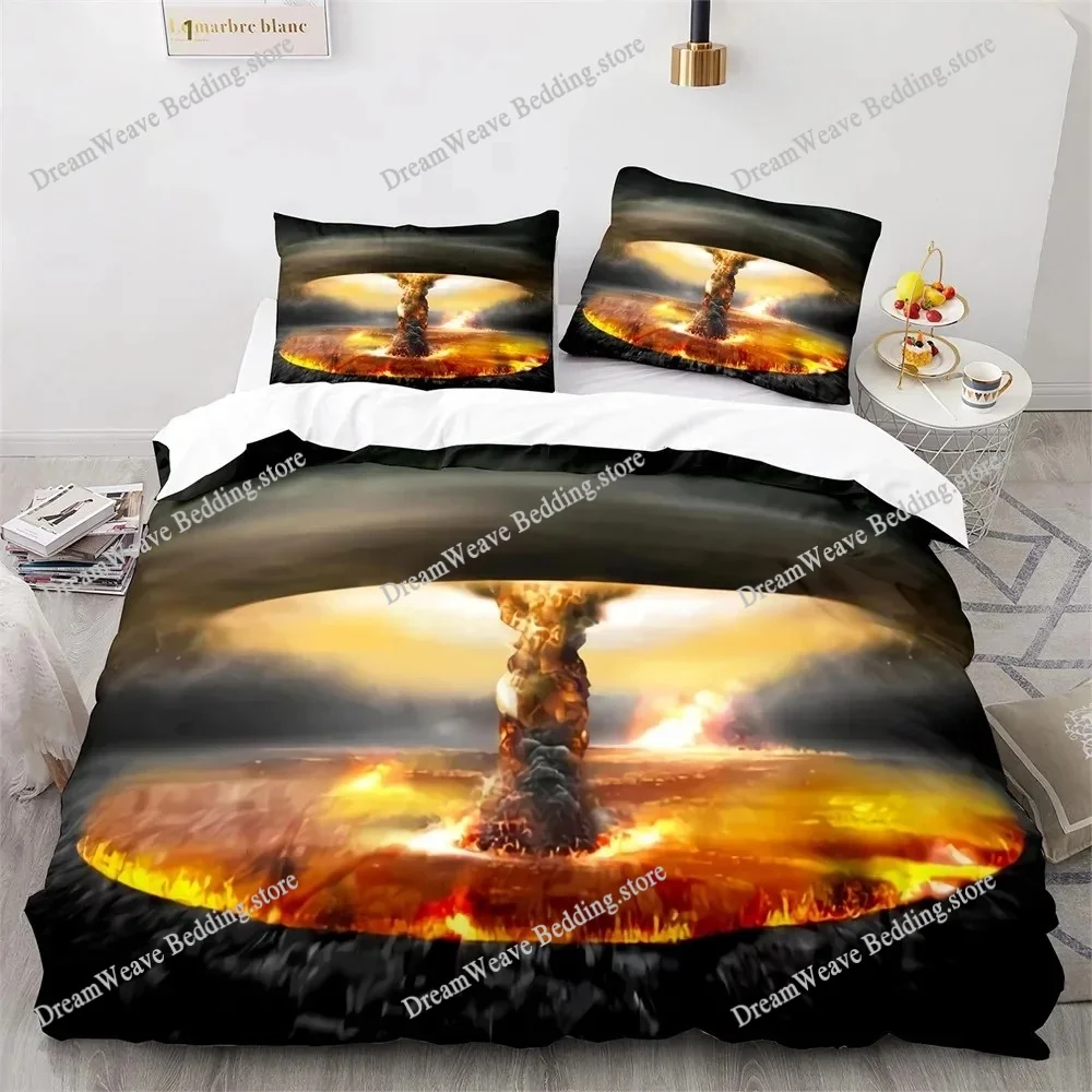 

Explode Duvet Cover Set Orange Firework Shaped Pattern Polyester Comforter Cover King Queen Size for Boys Girl Bedding Set