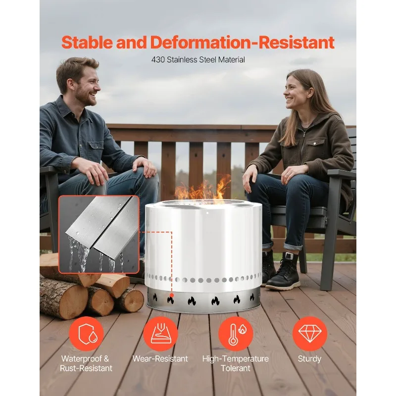 حامل حفرة النار للموقد المنفرد مقاس 27 بوصة حلقة حفرة النار التي لا يدخن