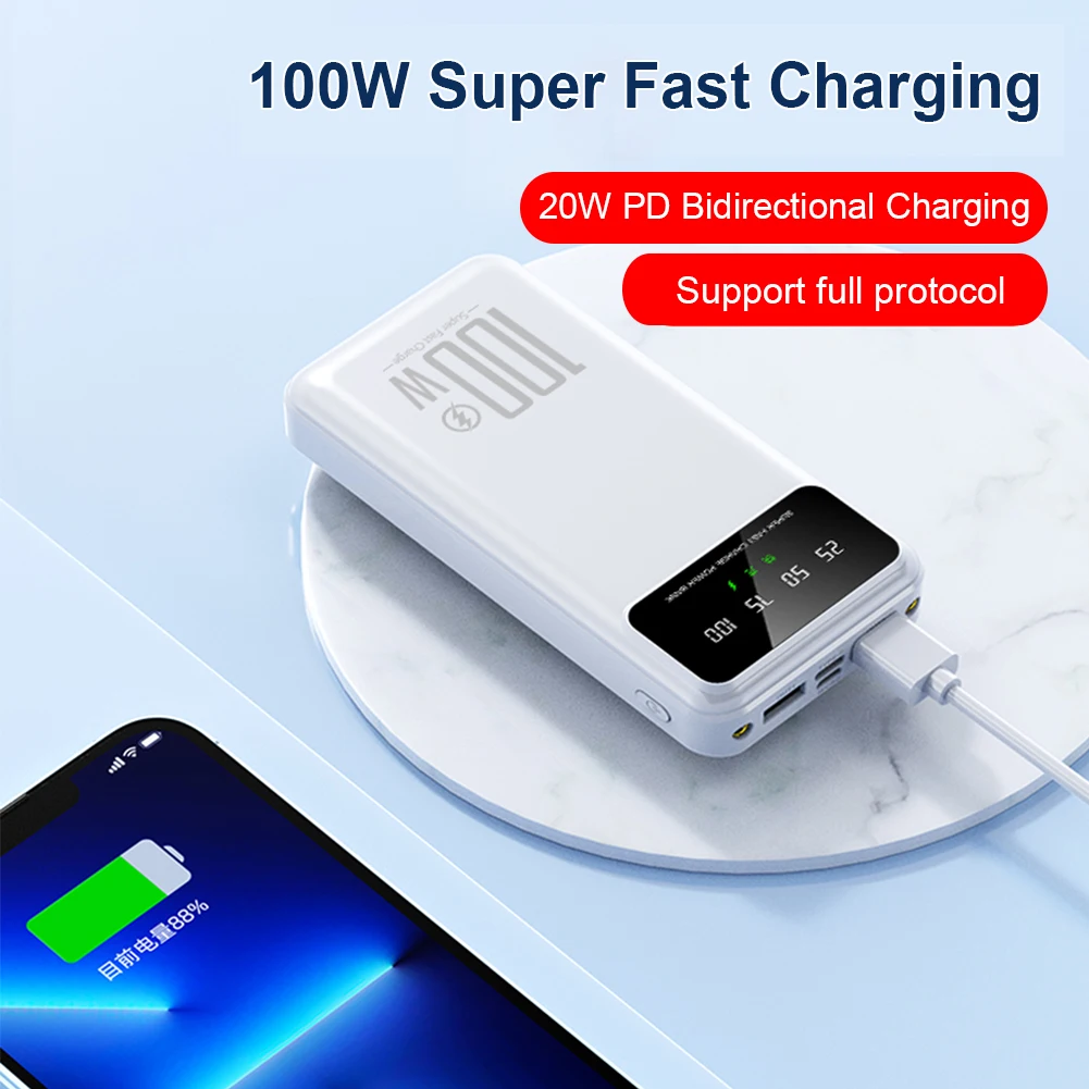 10000/20000mAh Power Bank 100W PD 20W Type-C Fast Charger with  LED Light for Heating Vest Jacket Socks