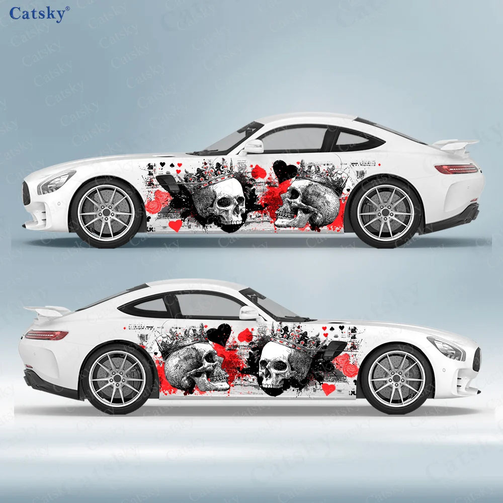 Corona cráneo rosa salpicaduras coche vinilo envolturas calcomanía autoadhesiva PVC pegatina adecuada para camiones SUV decoración Auto accesorios regalo