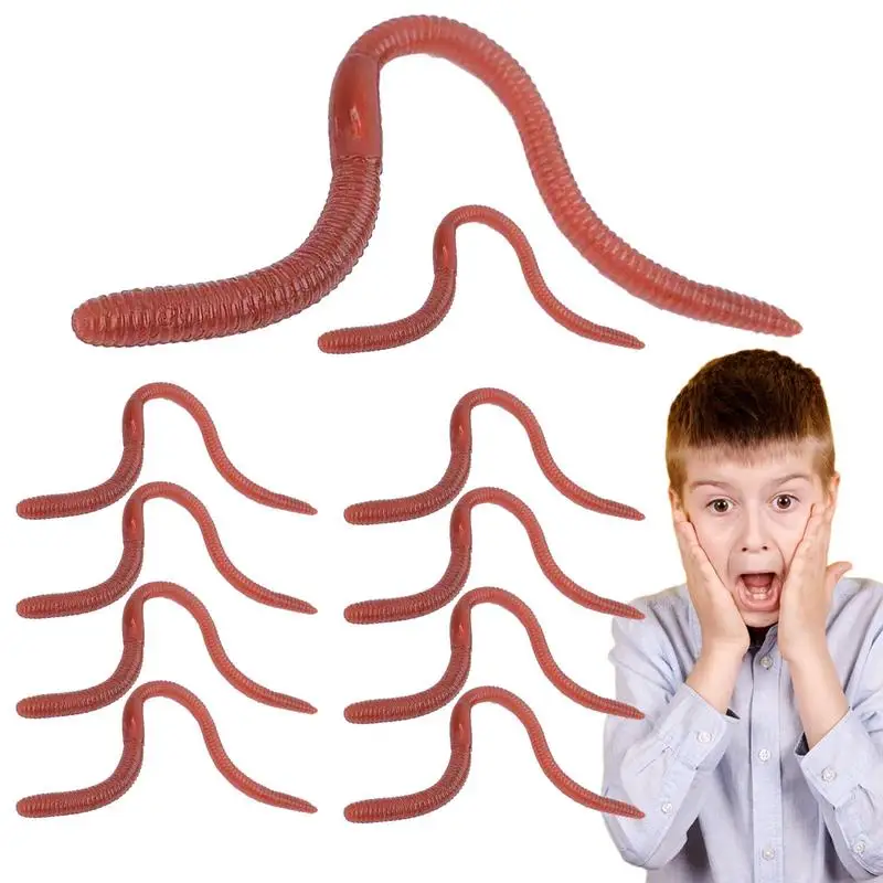 

Stretchy Rubber Earthworms Flexible 10pcs Stretchy Earthworms Realistic Gag Toys For Practical Jokes Reusable Fun For Family