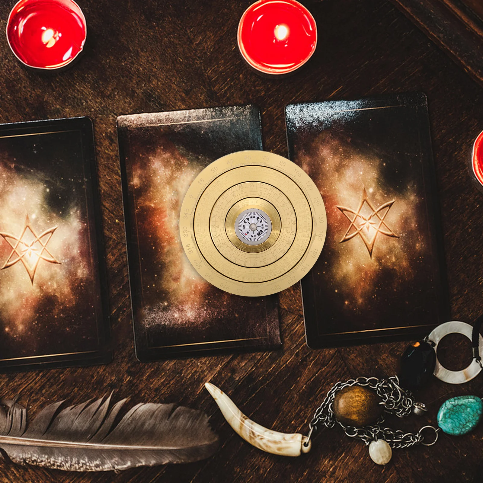 

Portable Copper Chinese Compass Traditional Bagua Spinning Feng Shui Decor Solid Handheld Good Luck Charm Traditional Ornament