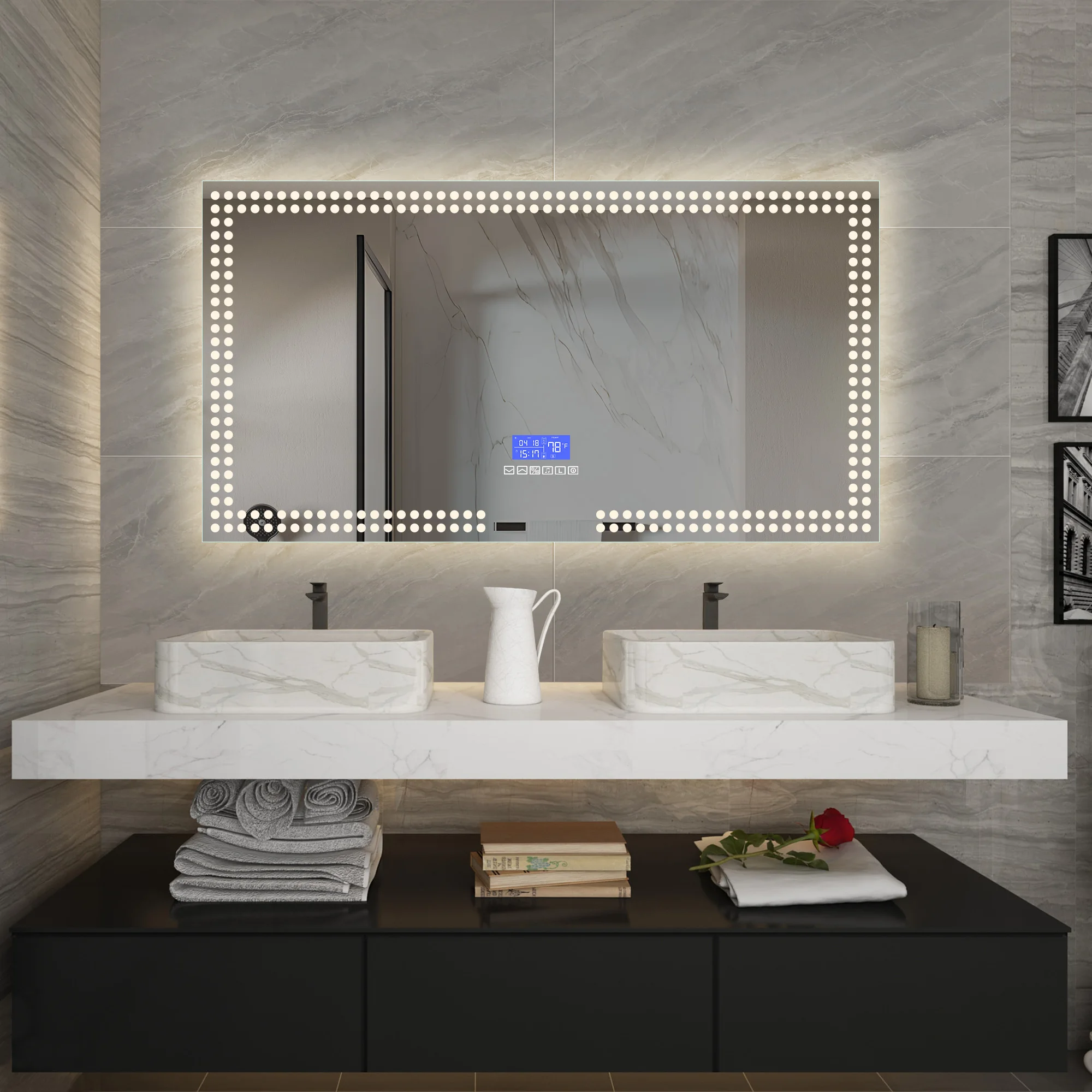 LED Smart Bathroom Bluetooth Time Vanity