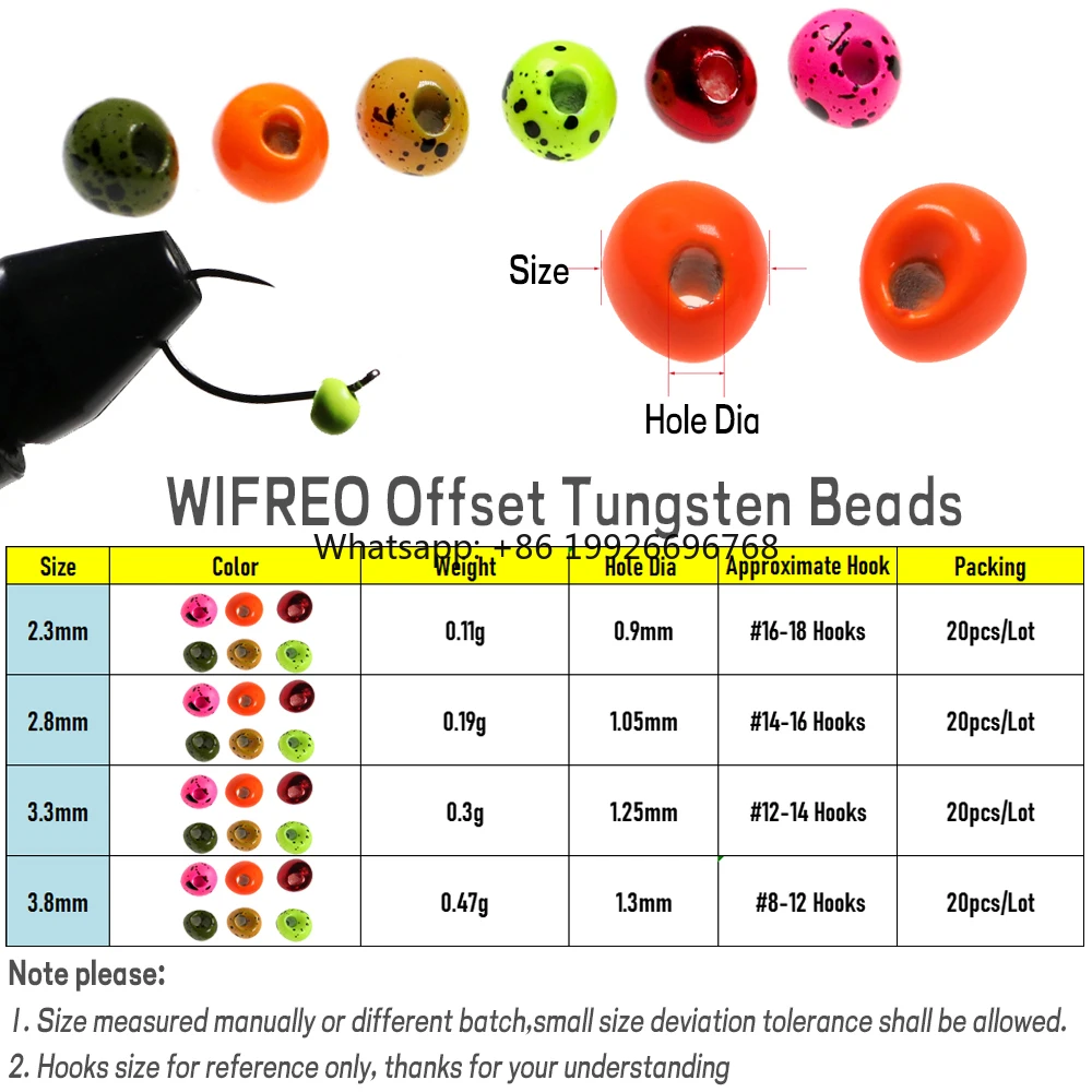 

Wholesale 2.3/2.8/3.3/3.8mm UV Offset Tungsten Beads/Jig Off Beads Fly Tying Beadhead Material Fishing Accessories manufacturer