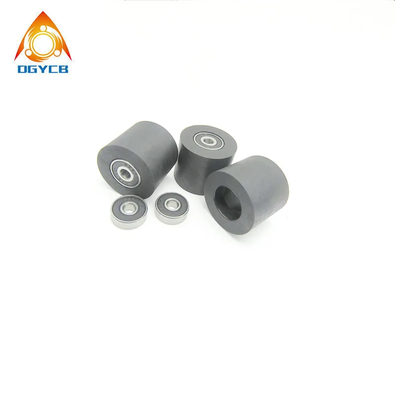 1 szt. rolka poliuretanowa z podwójnym łożyskiem 6x35x30 PUT62635-30, cicha rolka prowadząca płaska, średnica 35mm, otwór 6mm, gumowa rolka 6*35*30