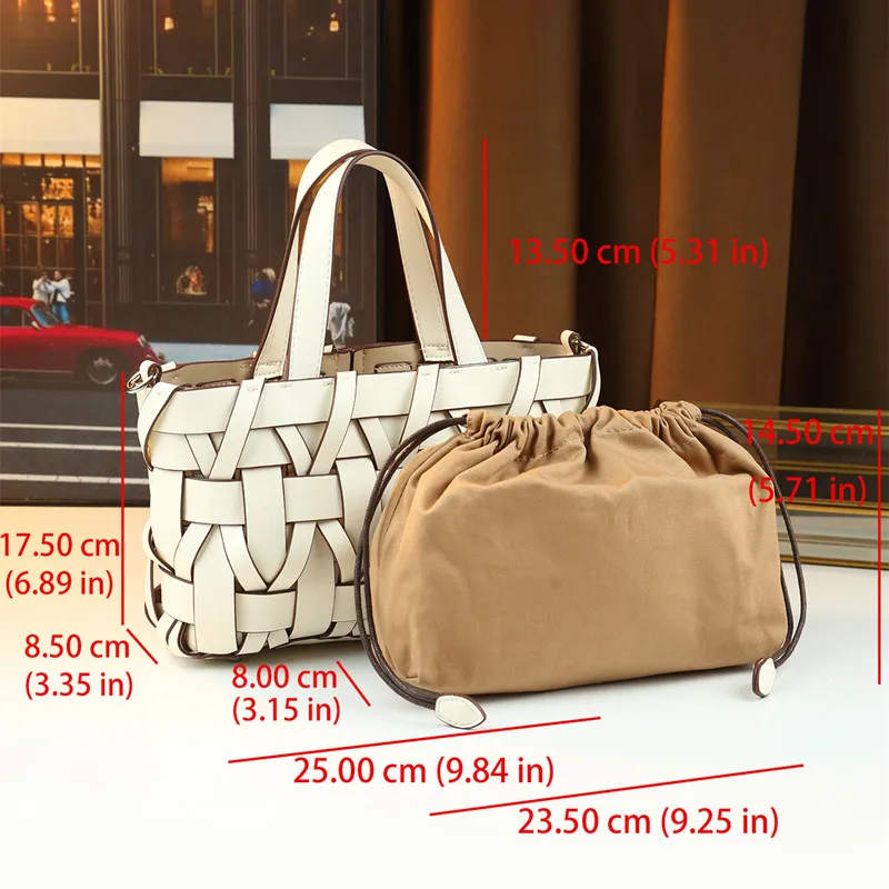 2025 Luxury Design Woven Hollow Out Women's Tote Bag Criss-Cross Pattern Crossbody Shoulder Bag New Fashion Brand Bucket Handbag