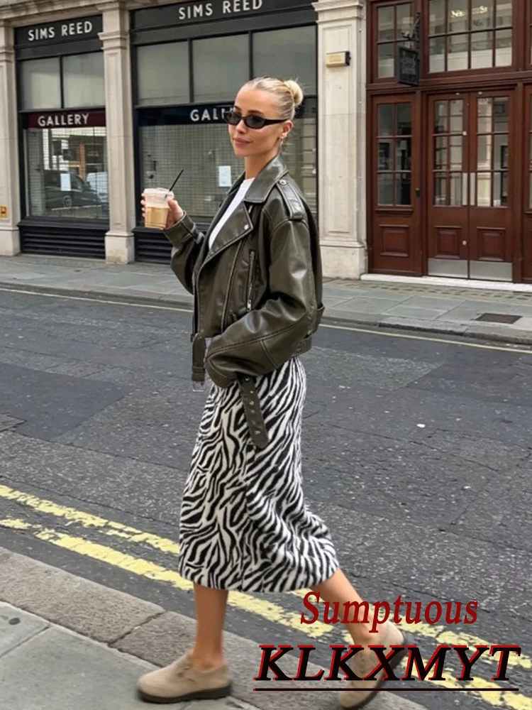Retro Zebra Stripe Fur Skirt For Women Autumn Winter 2026 Sheath Dress Mid Waist Design Dresses For Women Office Dress