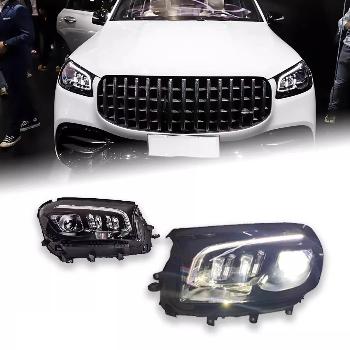 

2PCS Head Lamp for Benz GLS X167 LED Headlight 2020-2024 Headlights GLS DRL Turn Signal High Beam Angel Eye Projector Lens