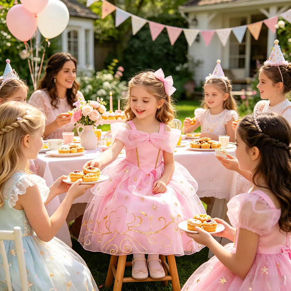 Girl Halloween Aurora Princess Cosplay Costumes Sets Kids Birthday Party Dresses Baby Clothes Child Carnival Ball Gown Dress Up