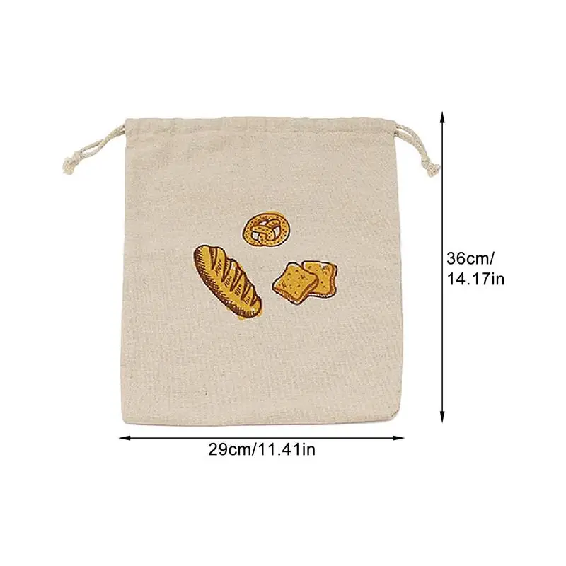 Linen Bread Bag Linen Fermented Cloth Reusable Baking Mat Baguettes Drawstring Towel Bread Loaves Storage Bags kitchen accessory