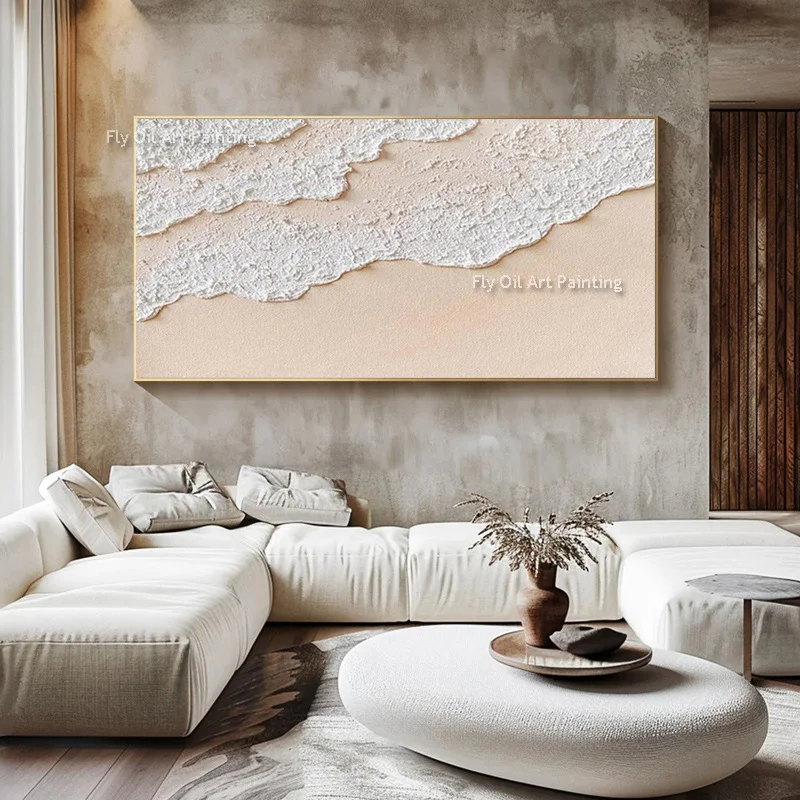 Handmade Canvas Wall Art Mark Rothko Style 3D Textured Oil Painting Neutral Tone Large Wall Decor For Living Room Bedroom