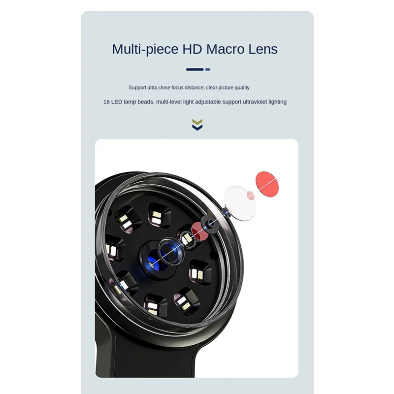 SB-High-Definition Digital Microscope Type-C Handheld Jewelry Magnifier Glass For Identification Maintenance Black