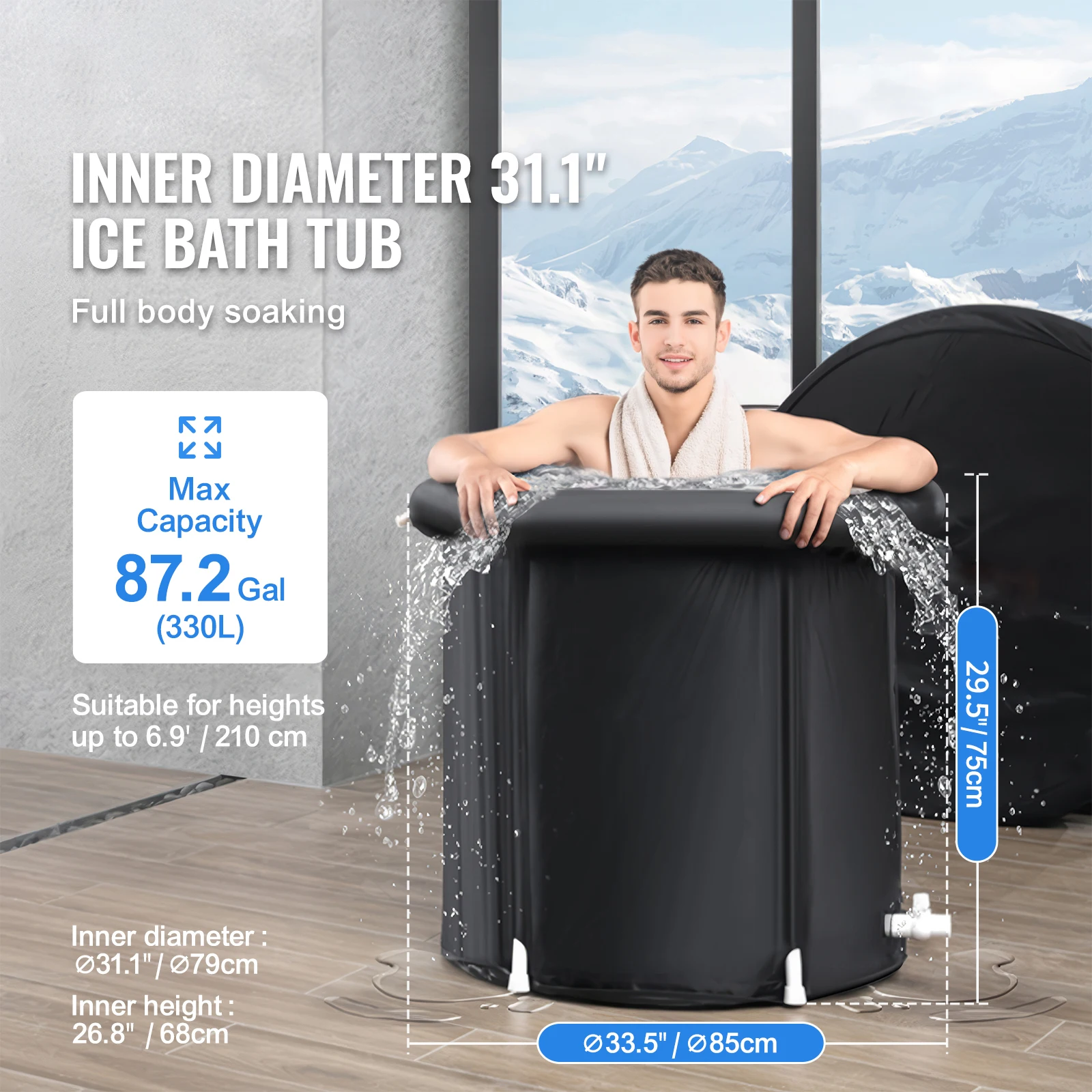 SucceBuy Ice Bath Tub Cold Water Therapy Plunge Tub for Athletes Outdoor Ice Barrel Plunge Pool Inflatable Folding Bathtub - Detail 1