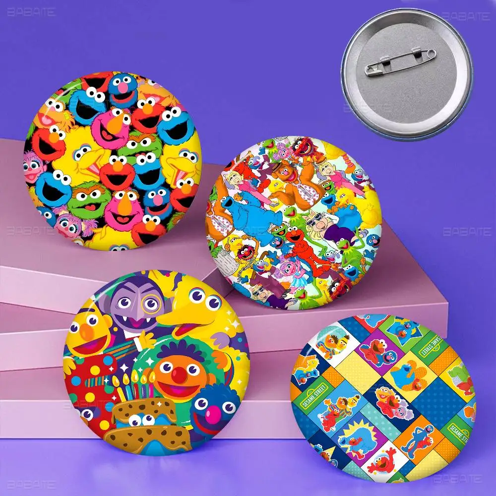 Anime Cartoon S-Sesame S-Streets Anime Button Pin Handmade Brooch For Clothes Badge Backpack Decoration Jewelry Accessories