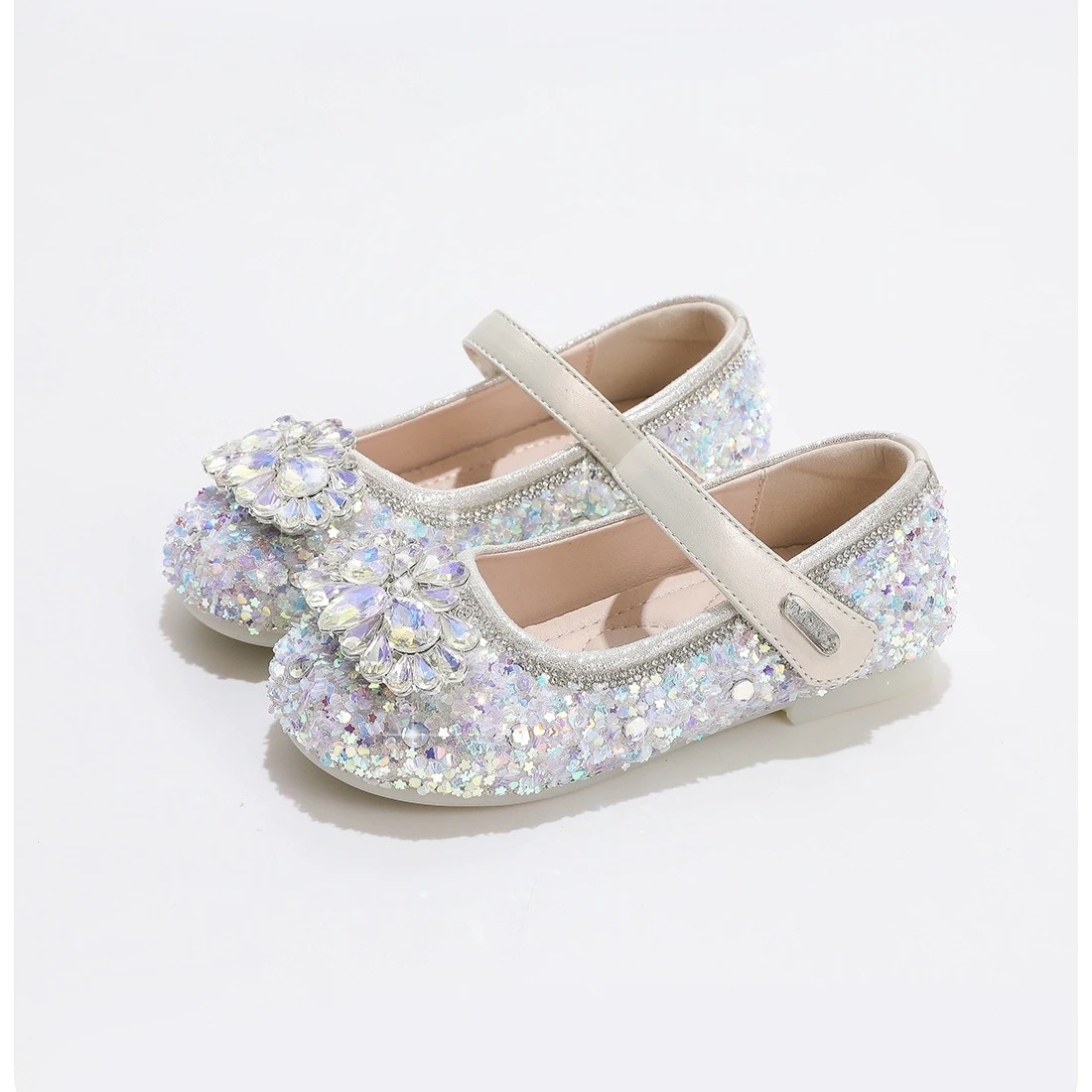 

Toddler Girls Princess Leather Shoes with Glitter Rhinestone 2026 New Spring Kids School Dress Shoes Soft Sole Mary Jane Flats