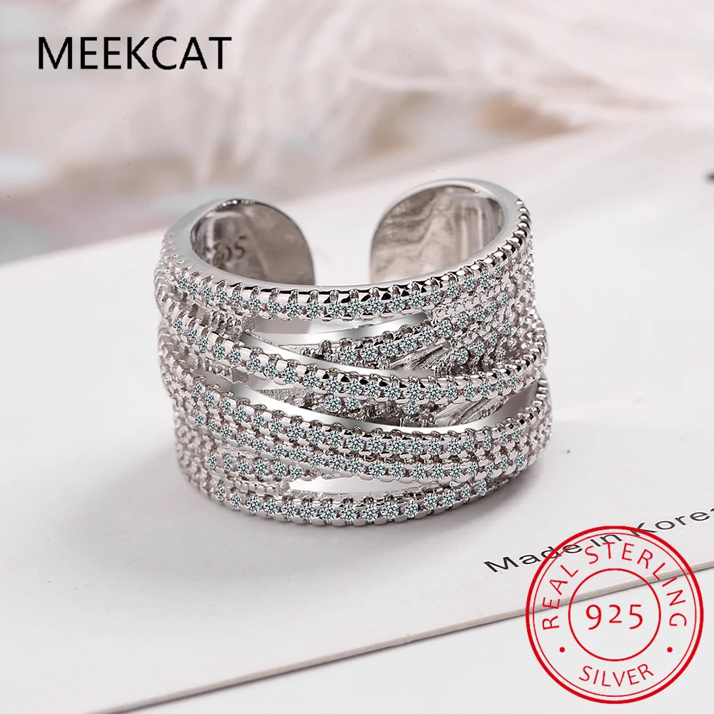 

Сверкающее многослойное кольцо-полуободок с муассанитами 1.86cttw, цвета D, для женщин, из серебра S925, полностью инкрустированное камнями, обручальное кольцо