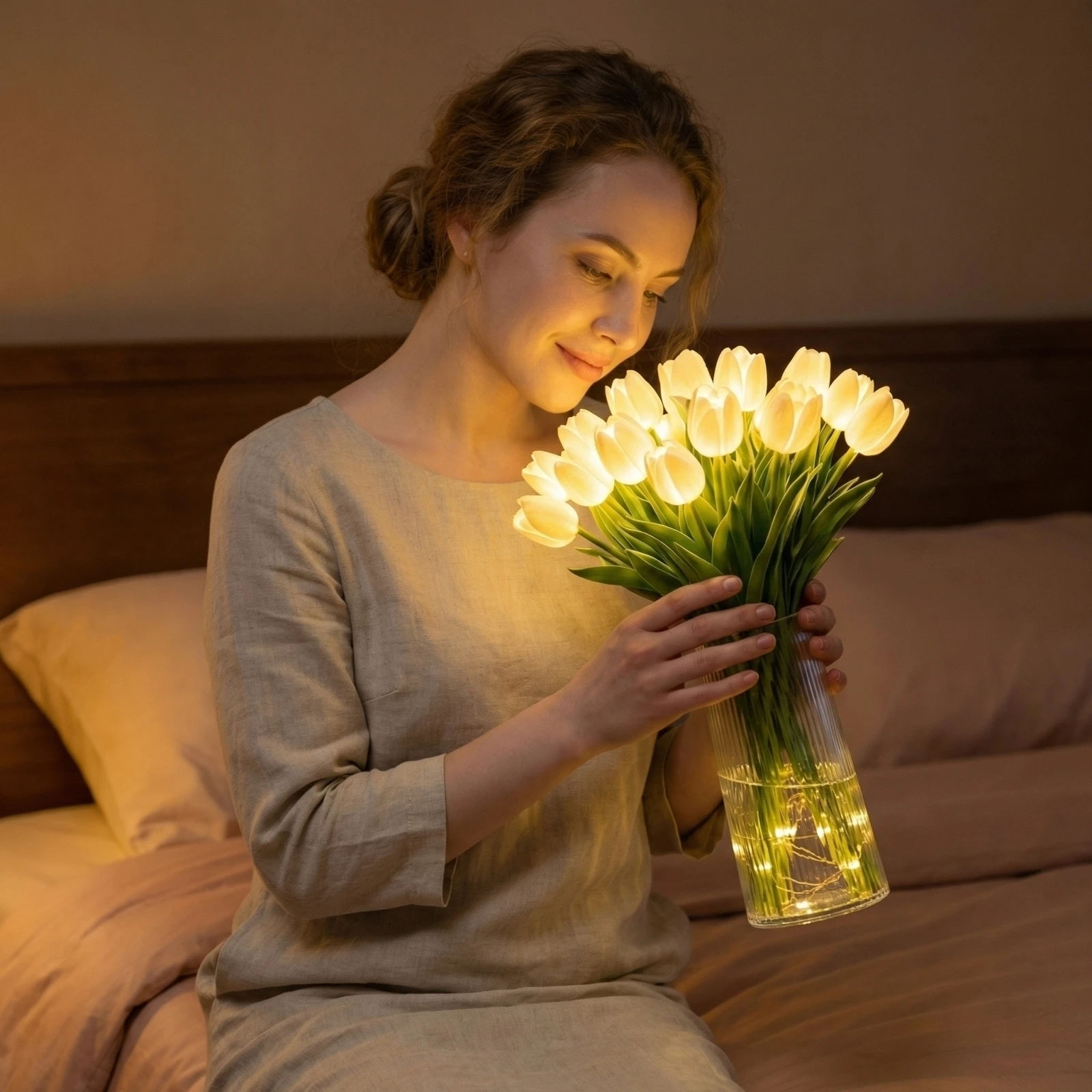 

Creative LED Night Lights Multicolored Tulip Night Light Artificial Flower Artificial Plant Bouquet Table Lamps Home Decoration