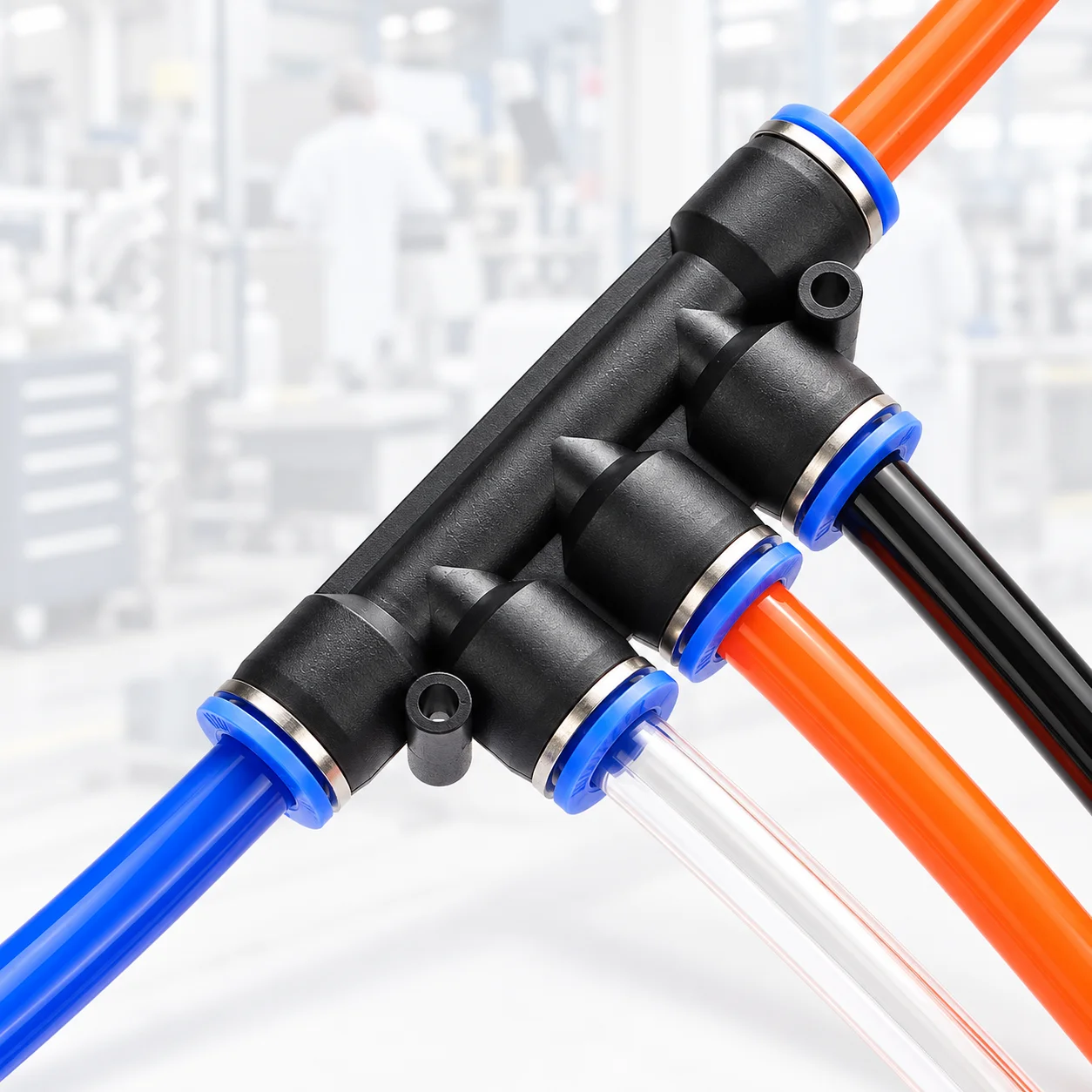 1PCS PK Pneumatic Quick Connector 4-12mm OD Push In Five Way Air Distributor Plastic Hose Tube Manifold Fitting Coupler Adapter