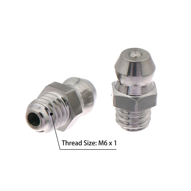 

10Pcs 201 Stainless Steel M6 Thread Straight Hydraulic Grease Fitting Grease Nozzle Connection Grease Nipples For Bearing