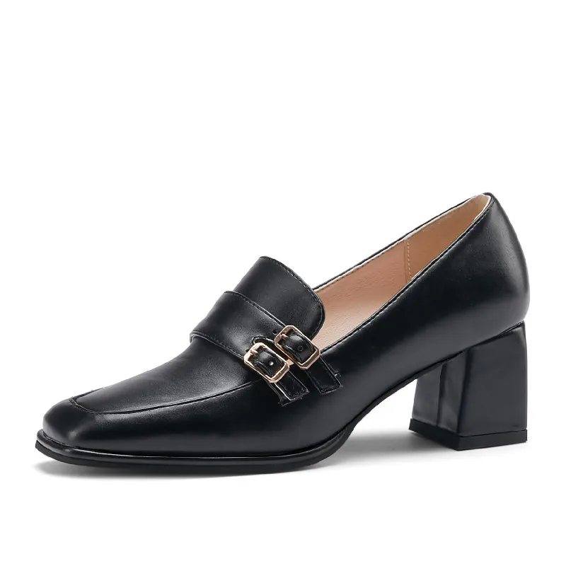 

Western High Heels Women Pumps Shoes Brand Black White Heels Party Office Shoes Woman Luxury Buckle Casual Dress Pumps Big Size