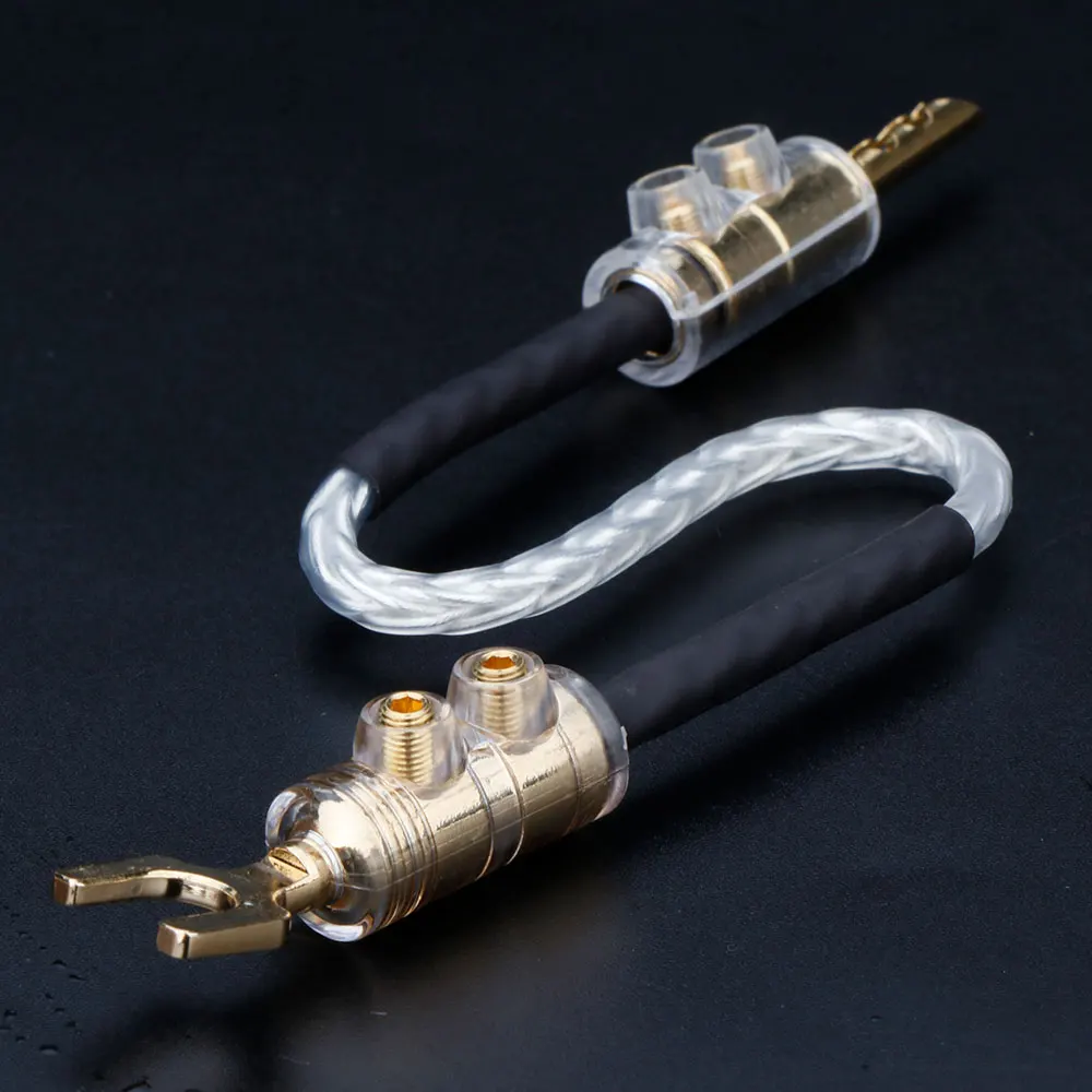 4pcs Hifi sterling Silver Jumper Cable Audio Cable Banana Y plug Speaker Bridge Cable OCC Ampliter CD Connect cable