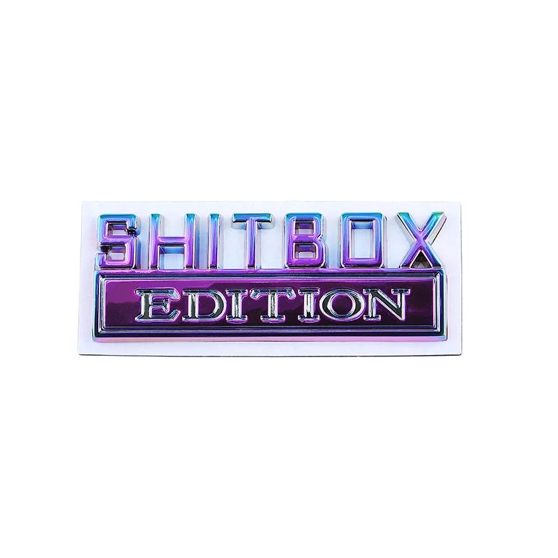 

3D Mental Gradient Purple SHITBOX EDITION Badge Logo Decal Tail Side Sticker Accessories Suitable for All Models Decoration