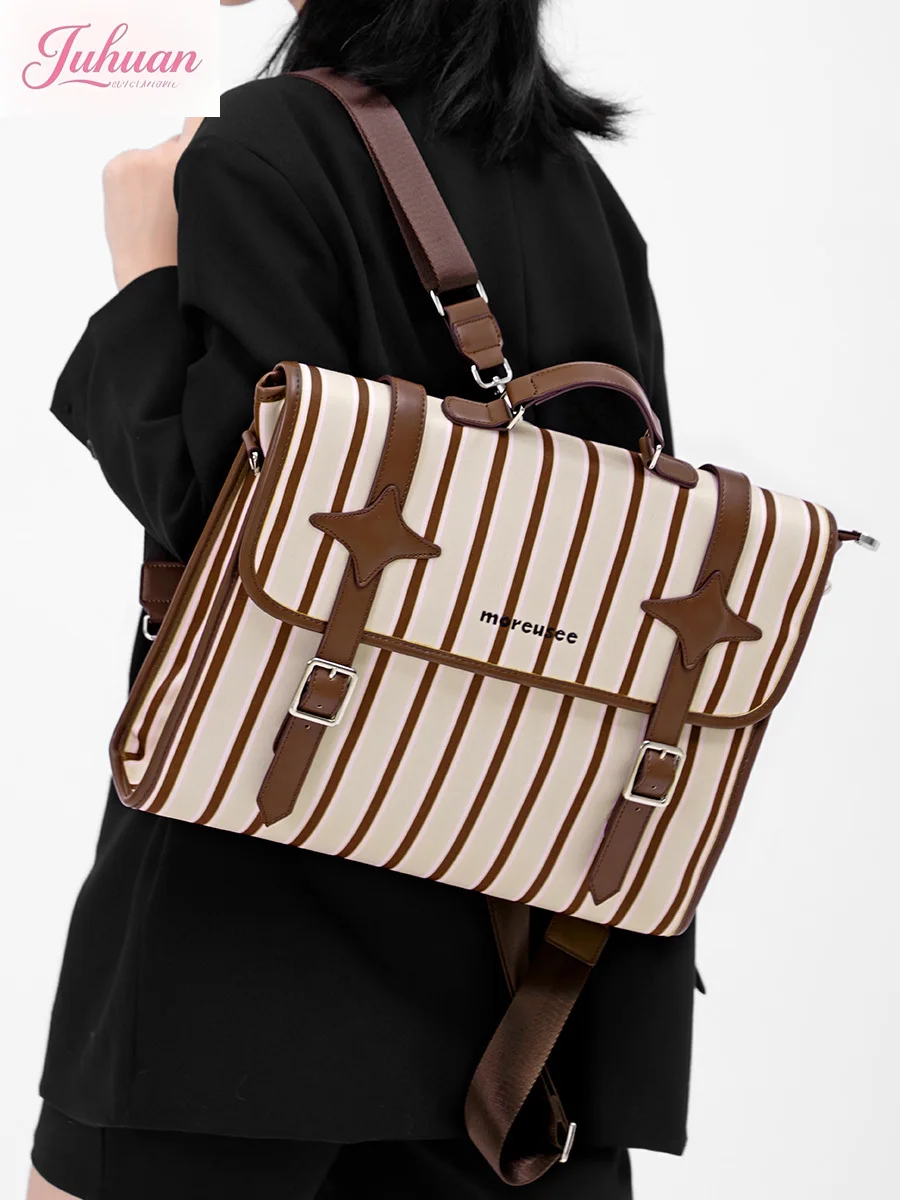 حقيبة كامبريدج عصرية ذات طراز محايد للنساء ذات سعة كبيرة حقيبة بريد على طراز الكلية البريطانية حقيبة ظهر أصلية عبر الجسم #1