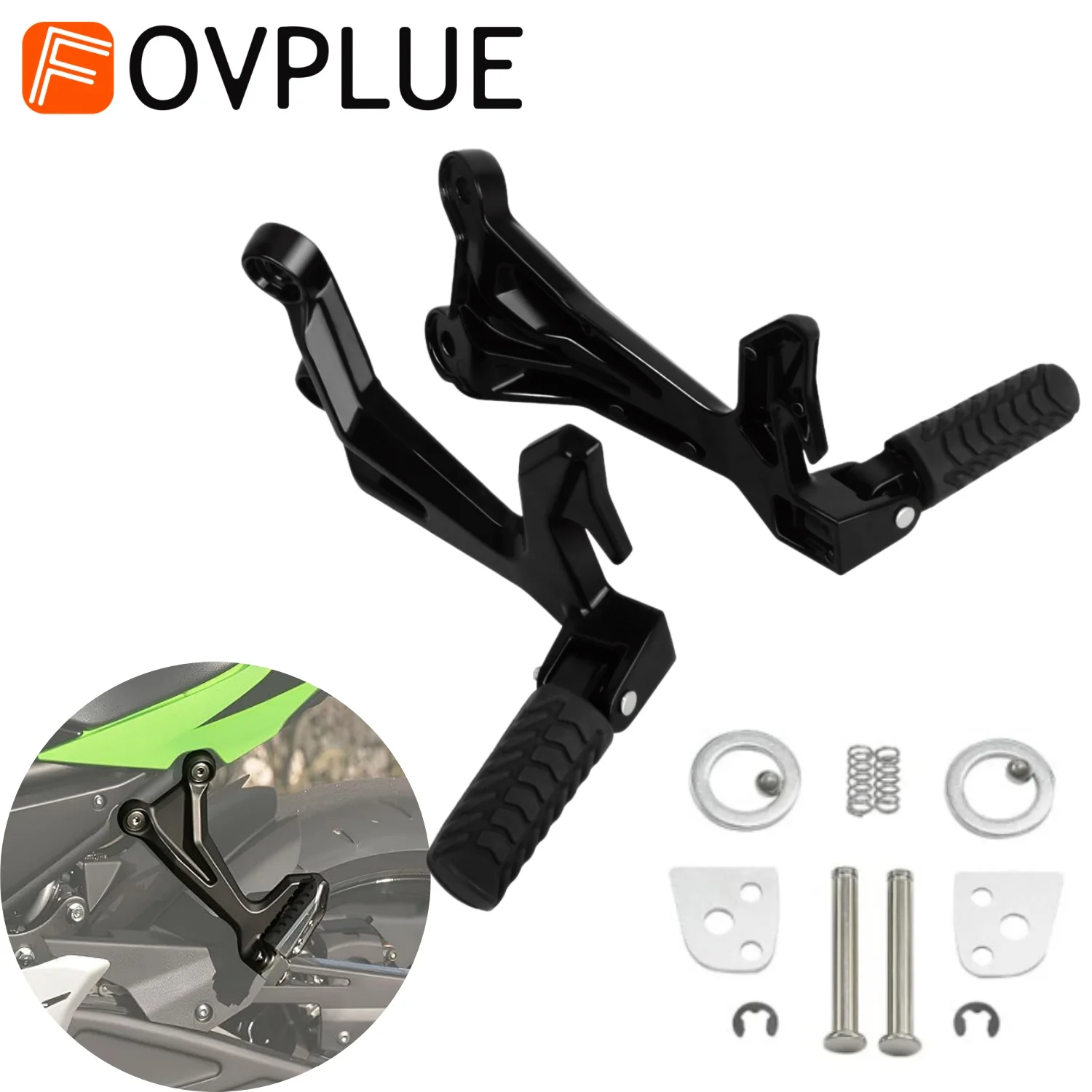 

Rear seat Passenger Footrests Motorcycle Accessories Foot Pegs Pedals Mount Bracket Kit For Kawasaki Ninja 650/Z650 2017-UP 2022