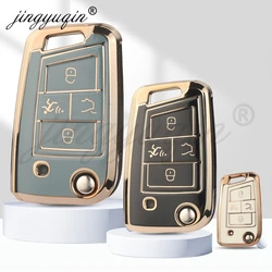 jingyuqin 4 Buttons TPU Car Key Case Cover Fob For Volkswagen VW Golf 7 ALLTRACK MK7 Tiguan SEAT Ateca Leon Ibiza Skoda Octavia