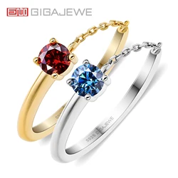 GIGAJEWE Moissanite New 0.1/0.3ct  NovaColor VVS1 Round Cut Diamond Test Passed 18K Gold Plated 925 Silver Chain Ring Girl Gift